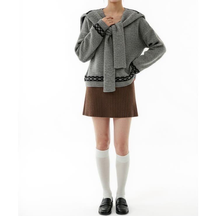 リボン柄ショール付きアンサンブルニット | VIVID LADY | 詳細画像11 