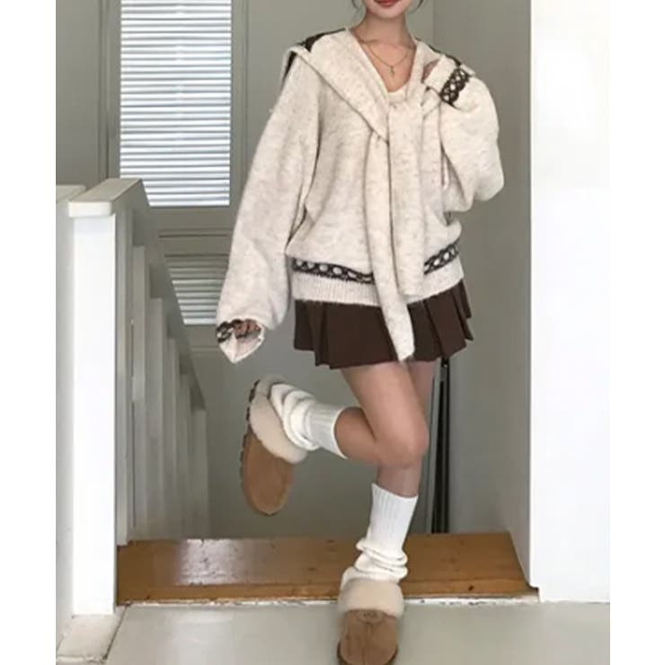 リボン柄ショール付きアンサンブルニット | VIVID LADY | 詳細画像2 