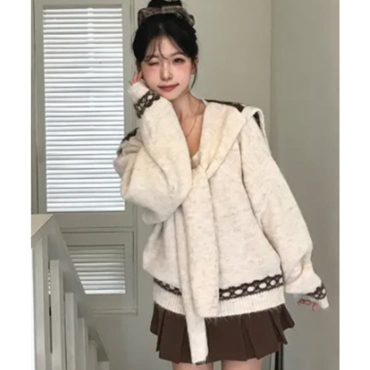 リボン柄ショール付きアンサンブルニット | VIVID LADY | 詳細画像4 