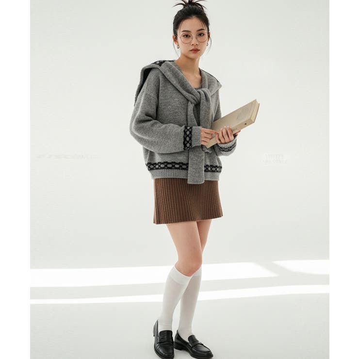 リボン柄ショール付きアンサンブルニット | VIVID LADY | 詳細画像9 