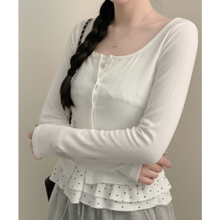 ドットフリルキャミソール×ショートカーディガン アンサンブル | VIVID LADY | 詳細画像4 