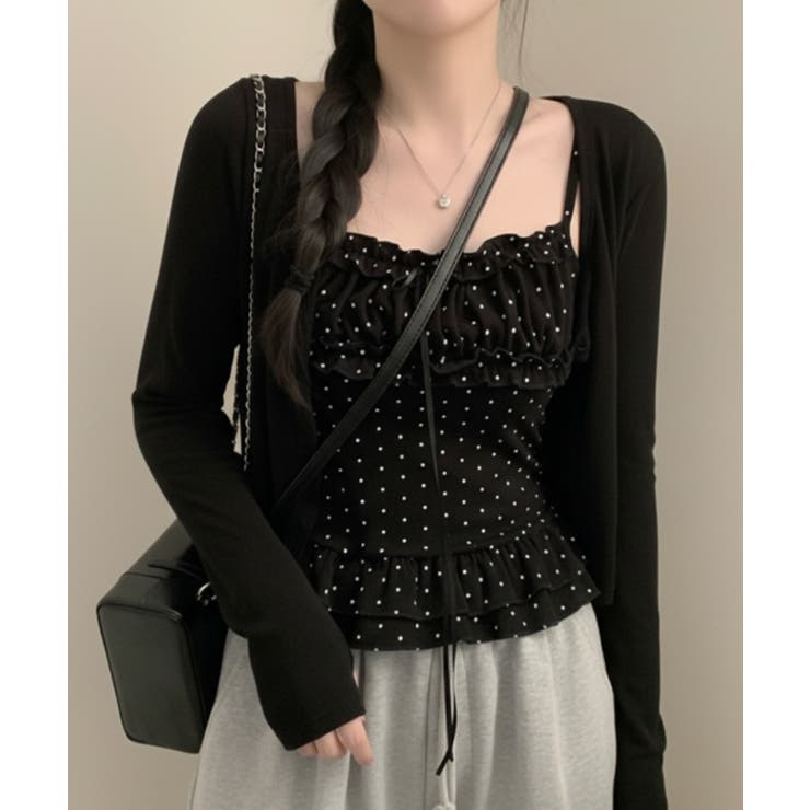 ドットフリルキャミソール×ショートカーディガン アンサンブル | VIVID LADY | 詳細画像13 