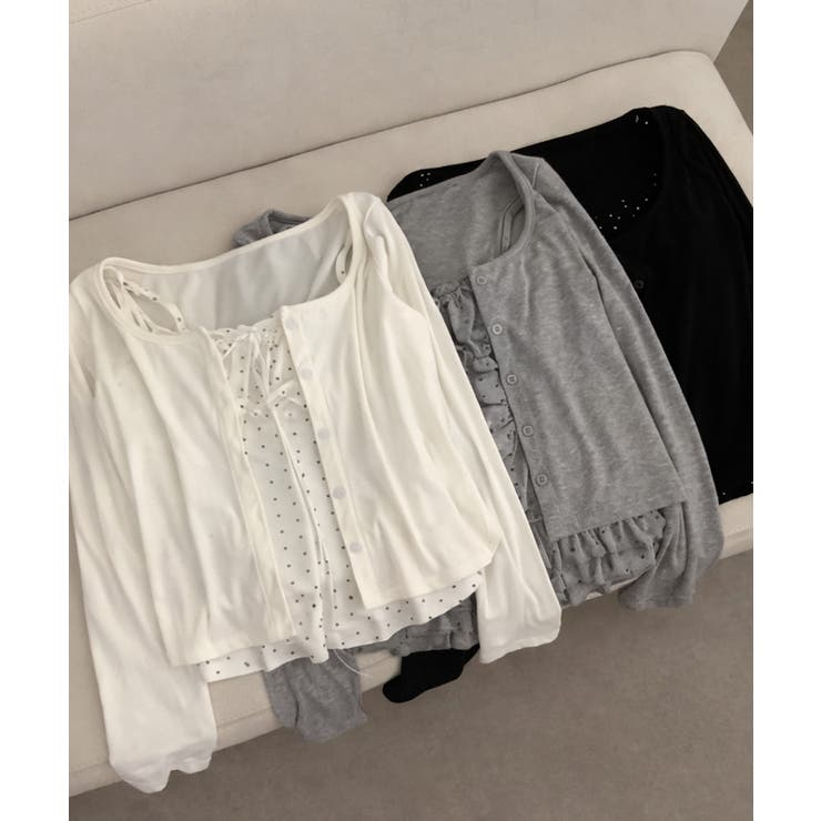 ドットフリルキャミソール×ショートカーディガン アンサンブル | VIVID LADY | 詳細画像17 