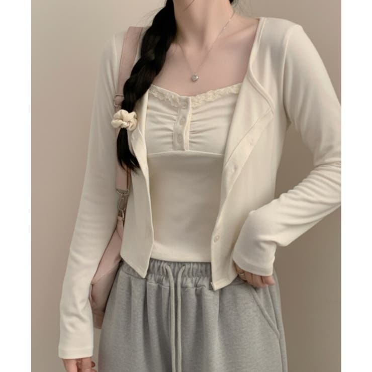 ヘンリーレースキャミ×ショートカーデ アンサンブル | VIVID LADY | 詳細画像3 