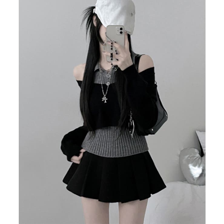 レイヤードニットアンサンブル ショートトップス＋カラーニット | VIVID LADY | 詳細画像3 