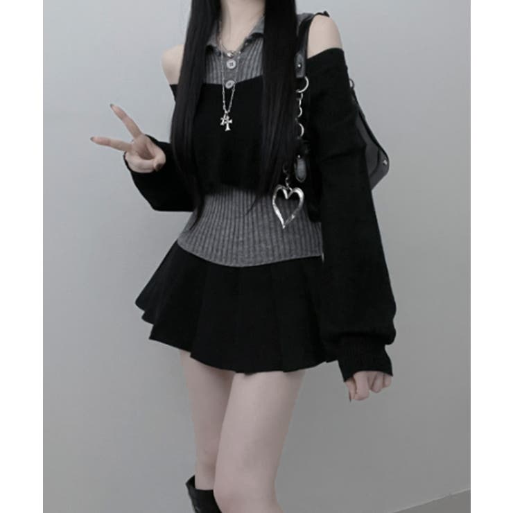 レイヤードニットアンサンブル ショートトップス＋カラーニット | VIVID LADY | 詳細画像5 