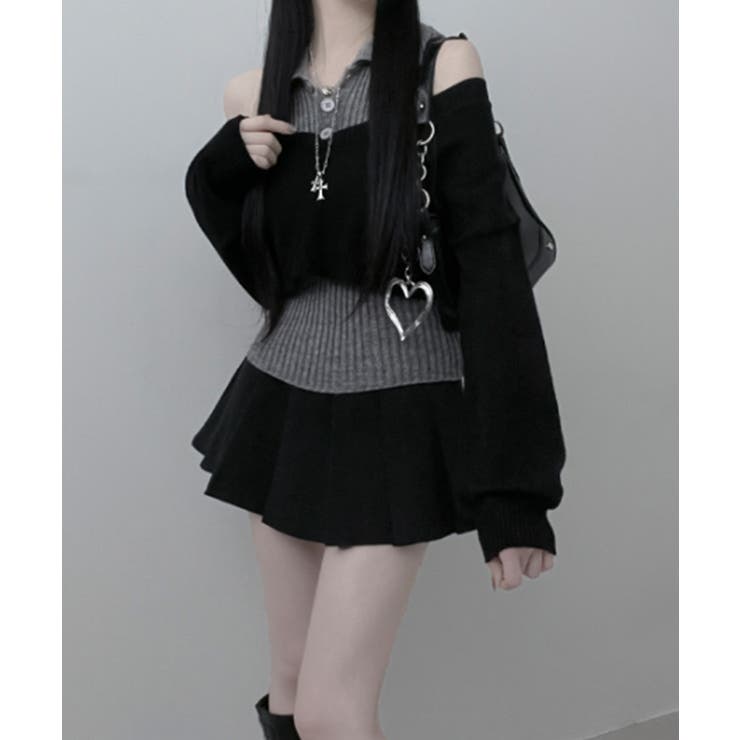 レイヤードニットアンサンブル ショートトップス＋カラーニット | VIVID LADY | 詳細画像6 