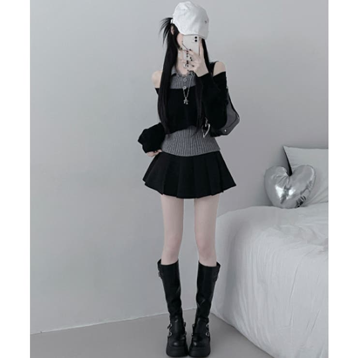 レイヤードニットアンサンブル ショートトップス＋カラーニット | VIVID LADY | 詳細画像7 