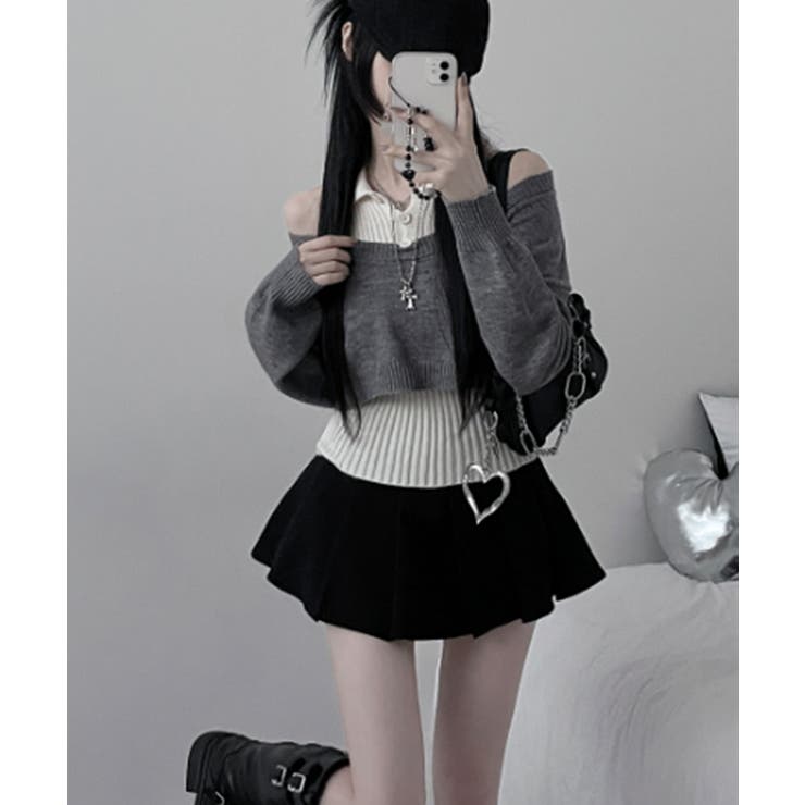 レイヤードニットアンサンブル ショートトップス＋カラーニット | VIVID LADY | 詳細画像8 