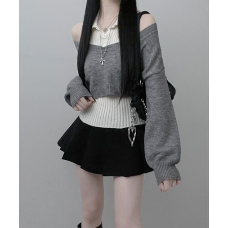 レイヤードニットアンサンブル ショートトップス＋カラーニット | VIVID LADY | 詳細画像11 