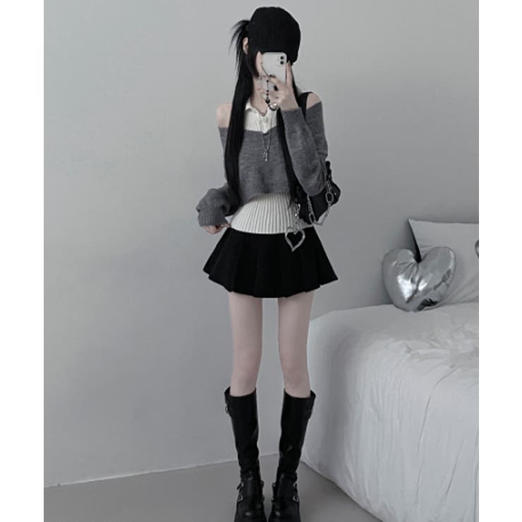 レイヤードニットアンサンブル ショートトップス＋カラーニット | VIVID LADY | 詳細画像14 