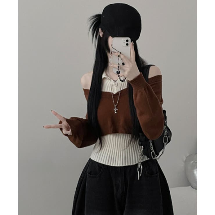 レイヤードニットアンサンブル ショートトップス＋カラーニット | VIVID LADY | 詳細画像21 