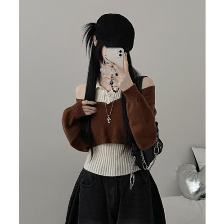 レイヤードニットアンサンブル ショートトップス＋カラーニット | VIVID LADY | 詳細画像22 