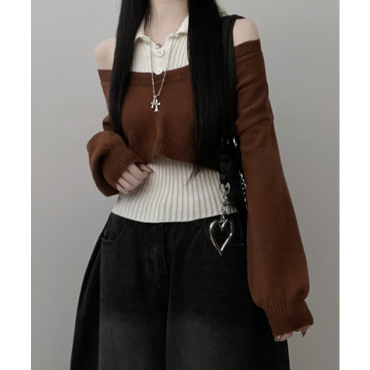 レイヤードニットアンサンブル ショートトップス＋カラーニット | VIVID LADY | 詳細画像23 