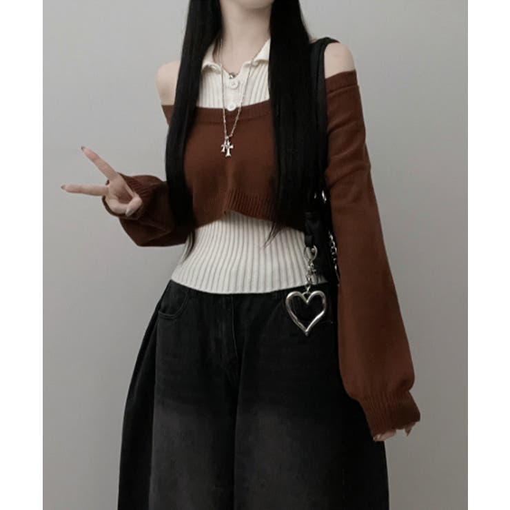 レイヤードニットアンサンブル ショートトップス＋カラーニット | VIVID LADY | 詳細画像24 