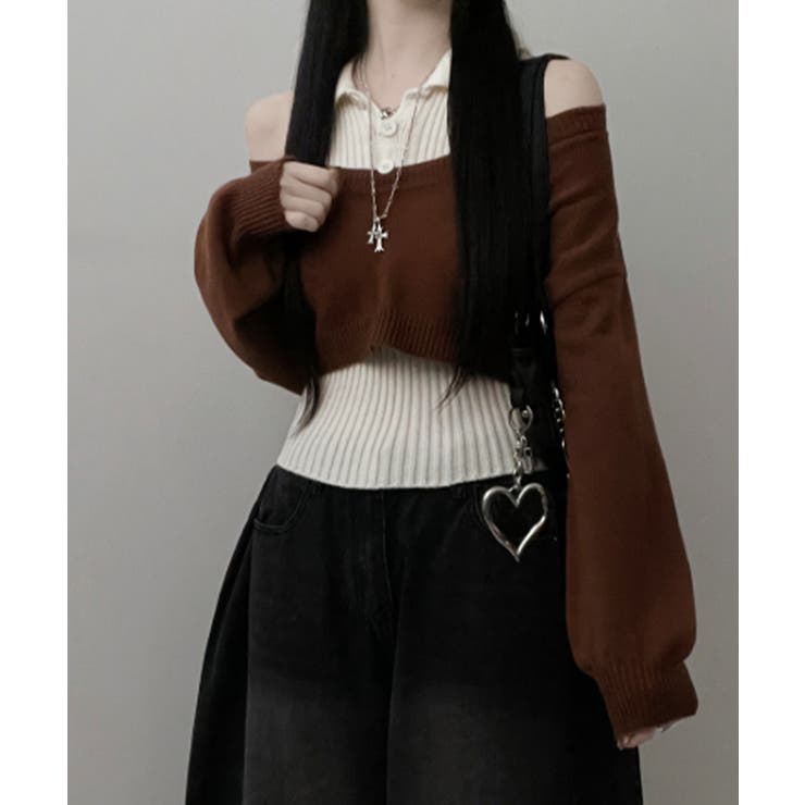 レイヤードニットアンサンブル ショートトップス＋カラーニット | VIVID LADY | 詳細画像25 