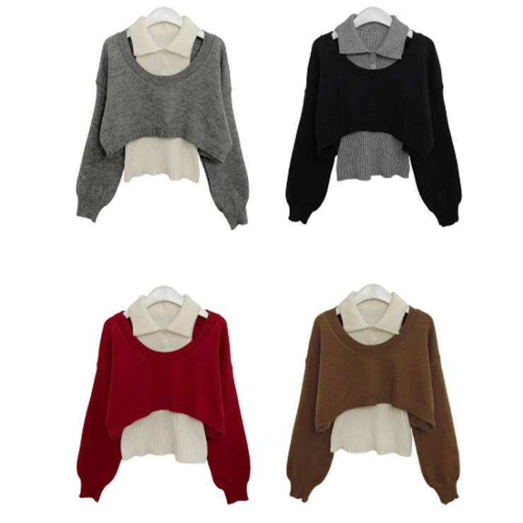 レイヤードニットアンサンブル ショートトップス＋カラーニット | VIVID LADY | 詳細画像27 