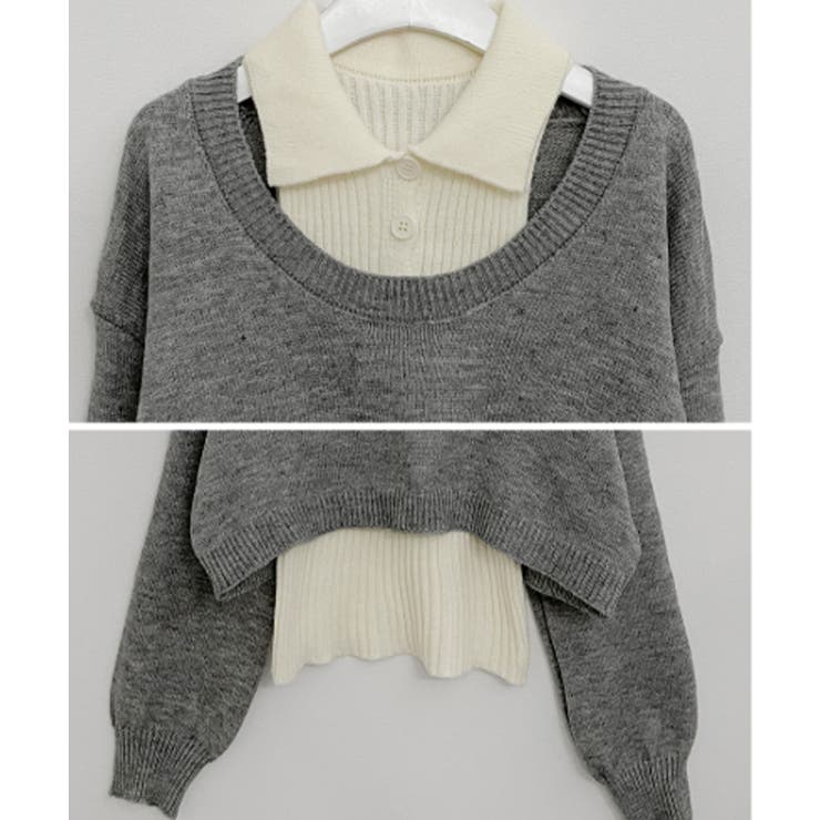 レイヤードニットアンサンブル ショートトップス＋カラーニット | VIVID LADY | 詳細画像28 