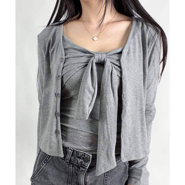 リボンカップキャミ×ショートカーデアンサンブル | VIVID LADY | 詳細画像2 