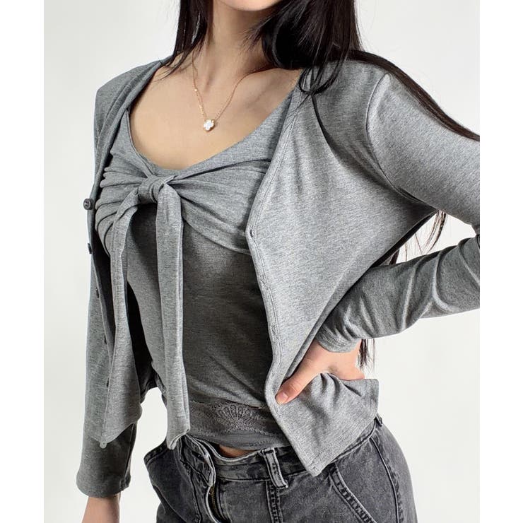 リボンカップキャミ×ショートカーデアンサンブル | VIVID LADY | 詳細画像3 