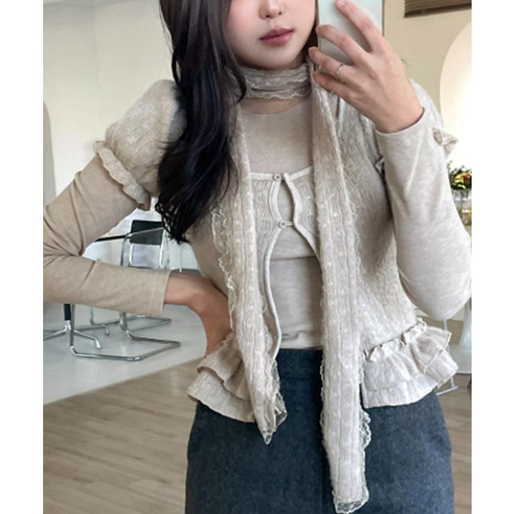 フリルニットカーディガン アンサンブル3点セット | VIVID LADY | 詳細画像14 