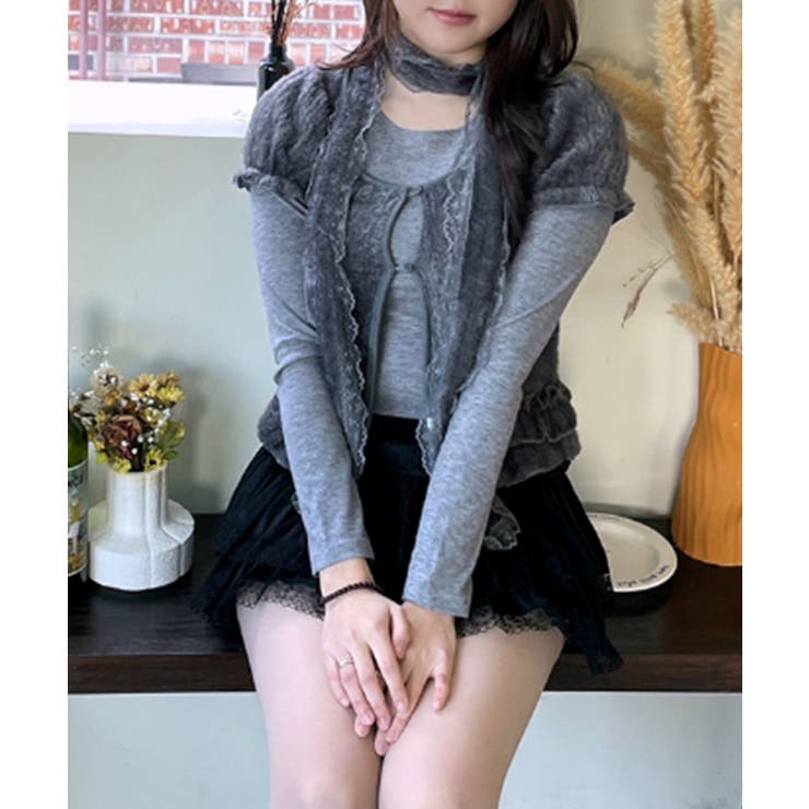 フリルニットカーディガン アンサンブル3点セット | VIVID LADY | 詳細画像15 