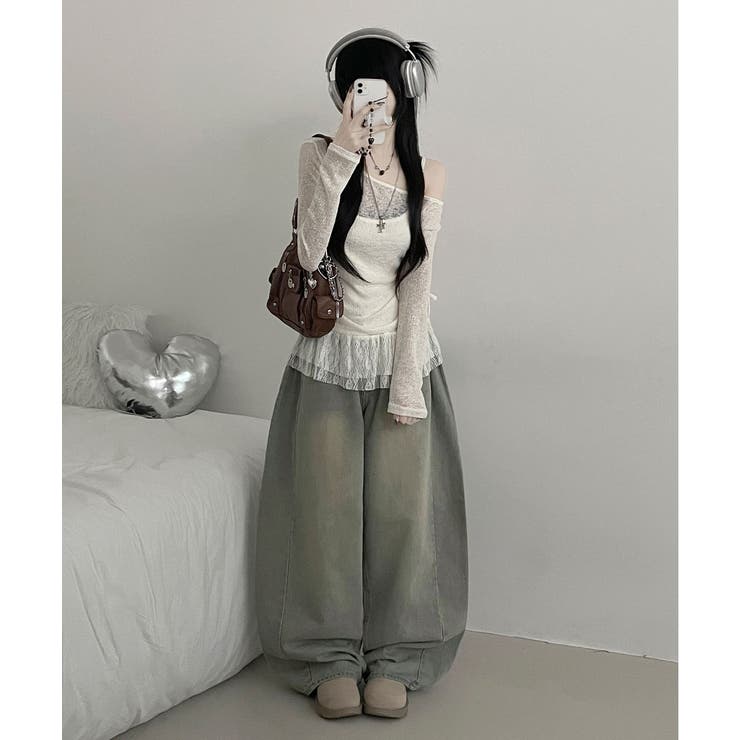 ワンショルダーニット＆レースフリルキャミソール アンサンブル | VIVID LADY | 詳細画像15 