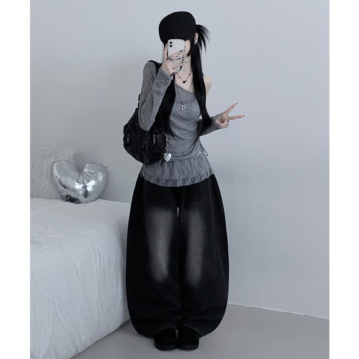 ワンショルダーニット＆レースフリルキャミソール アンサンブル | VIVID LADY | 詳細画像7 