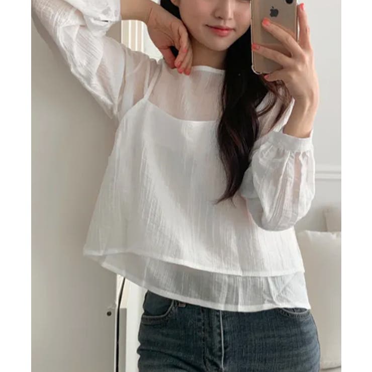 シアーブラウスxキャミトップ アンサンブルトップス | VIVID LADY | 詳細画像2 