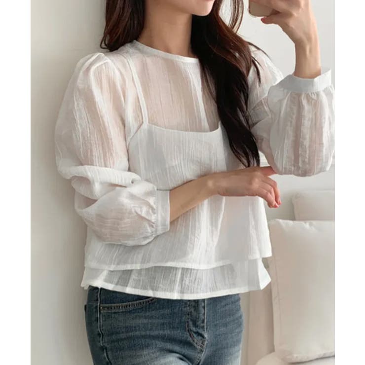 シアーブラウスxキャミトップ アンサンブルトップス | VIVID LADY | 詳細画像5 