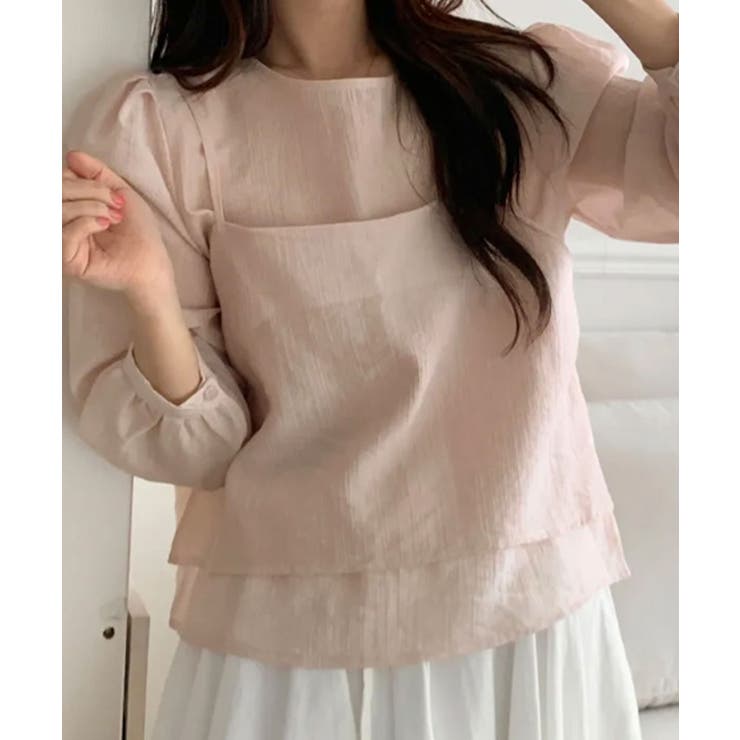 ピンク | シアーブラウスxキャミトップ アンサンブルトップス | VIVID LADY