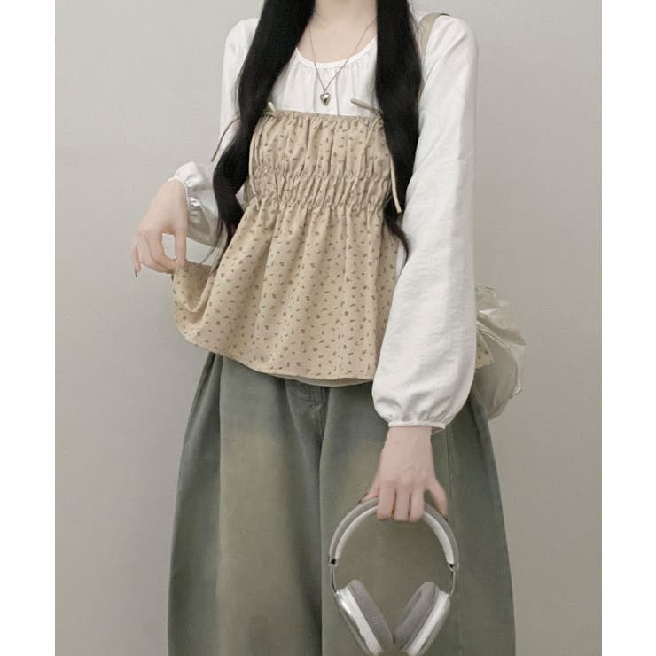 フラワー柄 キャミトップｘプルオーバーブラウス アンサンブル | VIVID LADY | 詳細画像10 