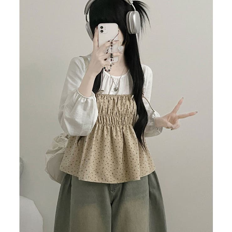 フラワー柄 キャミトップｘプルオーバーブラウス アンサンブル | VIVID LADY | 詳細画像11 