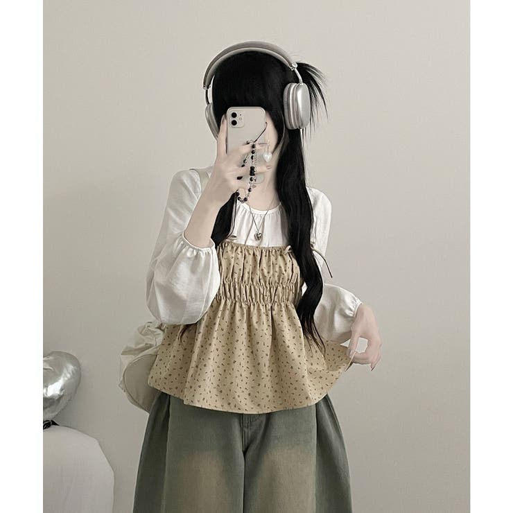 フラワー柄 キャミトップｘプルオーバーブラウス アンサンブル | VIVID LADY | 詳細画像12 