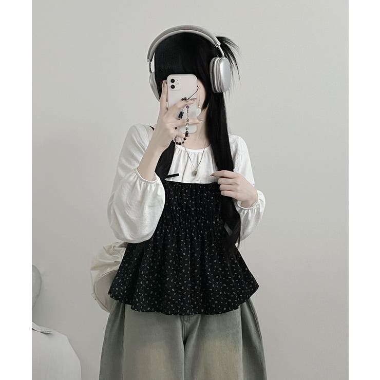 フラワー柄 キャミトップｘプルオーバーブラウス アンサンブル | VIVID LADY | 詳細画像18 