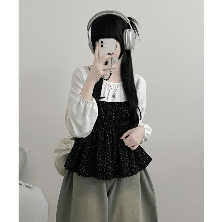 フラワー柄 キャミトップｘプルオーバーブラウス アンサンブル | VIVID LADY | 詳細画像19 