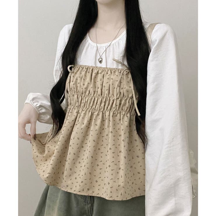 フラワー柄 キャミトップｘプルオーバーブラウス アンサンブル | VIVID LADY | 詳細画像7 