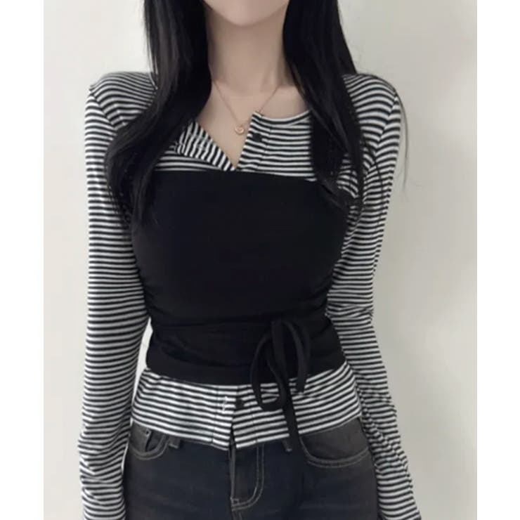 ボーダーカーデxチューブトップ アンサンブル | VIVID LADY | 詳細画像5 