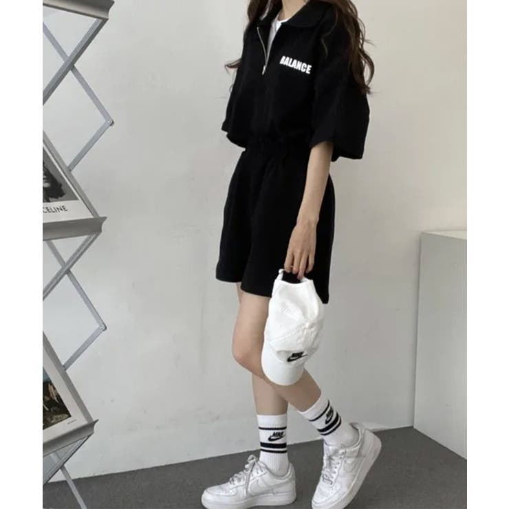 ハーフジップ半袖プルオーバー×ショートパンツ スウェットセットアップ | VIVID LADY | 詳細画像26 