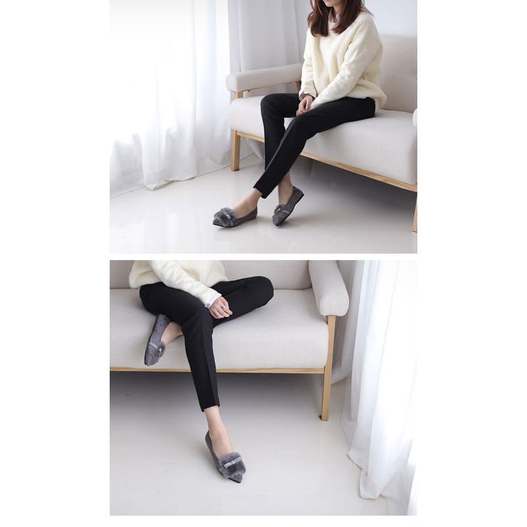 ファー付き ぺたんこ 4