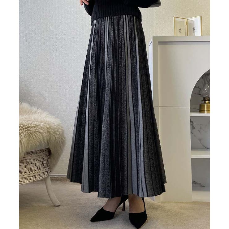 プリーツスカート ニットスカート スカート[品番：KH000014339