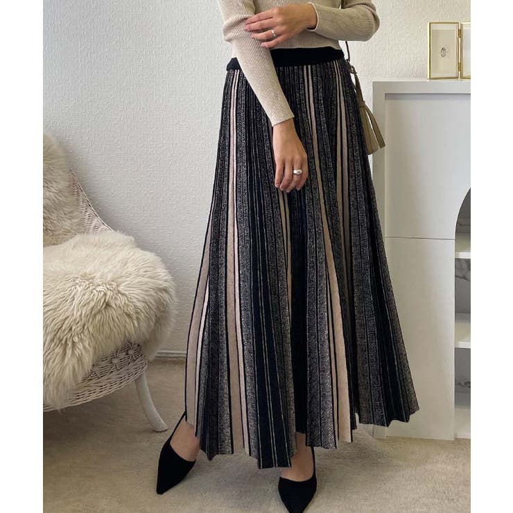 プリーツスカート ニットスカート スカート[品番：KH000014339]｜VIVID