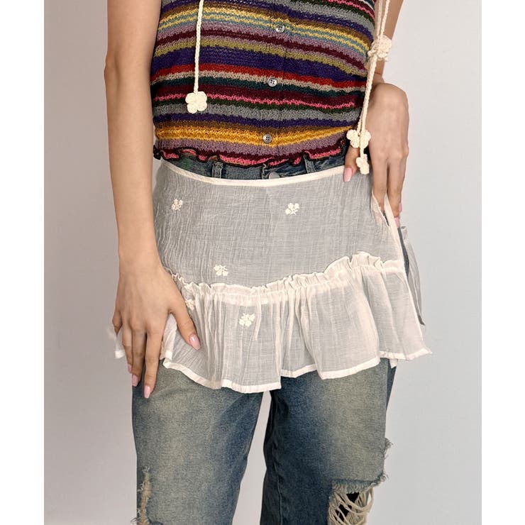 ココディール スタッズバレエパンプス、レースラップスカートのセット