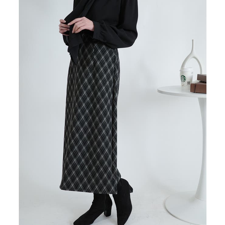 チェック柄 Aラインロングスカート | VIVID LADY | 詳細画像3 