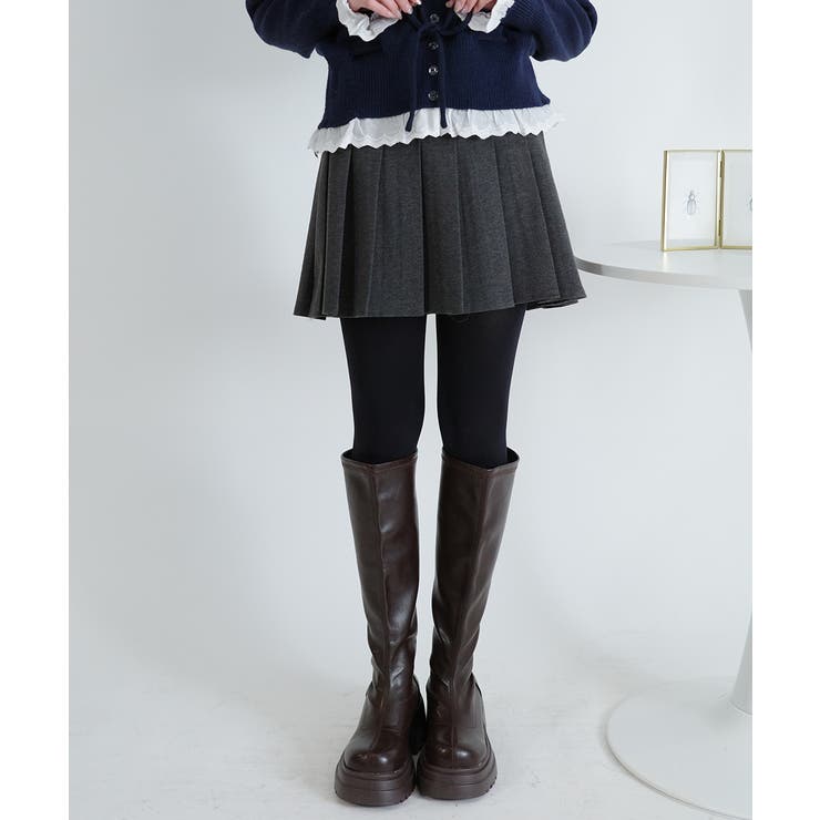 チャコールグレー | バックゴム仕様 プリーツミニスカパン | VIVID LADY