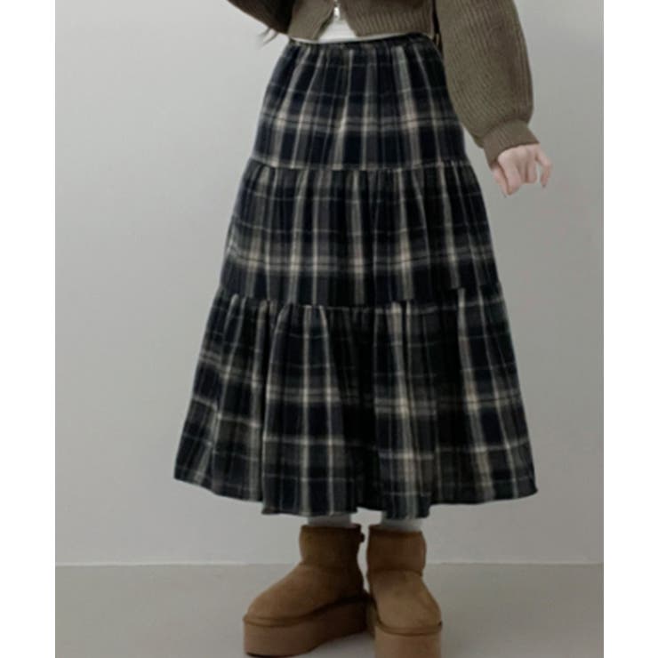 チェック柄ティアードロングスカート | VIVID LADY | 詳細画像8 
