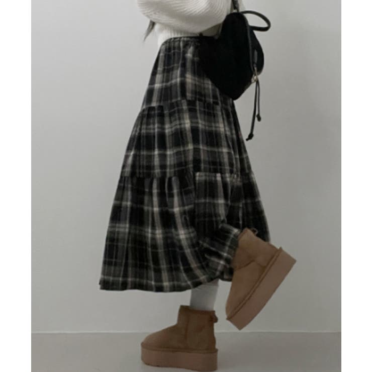 チェック柄ティアードロングスカート | VIVID LADY | 詳細画像15 
