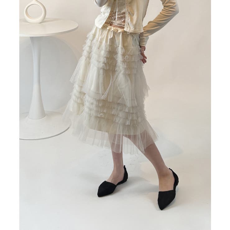 アイボリー | シアーティアード ミドルスカート | VIVID LADY