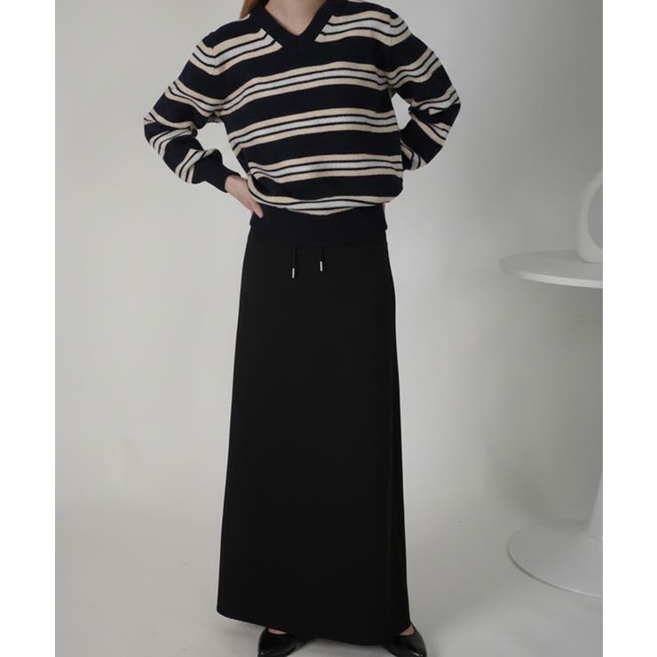 ブラック | Aライン スウェットロングスカート | VIVID LADY