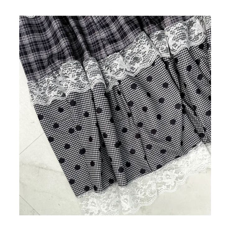 チェック×ドット レースティアードロングスカート | VIVID LADY | 詳細画像18 